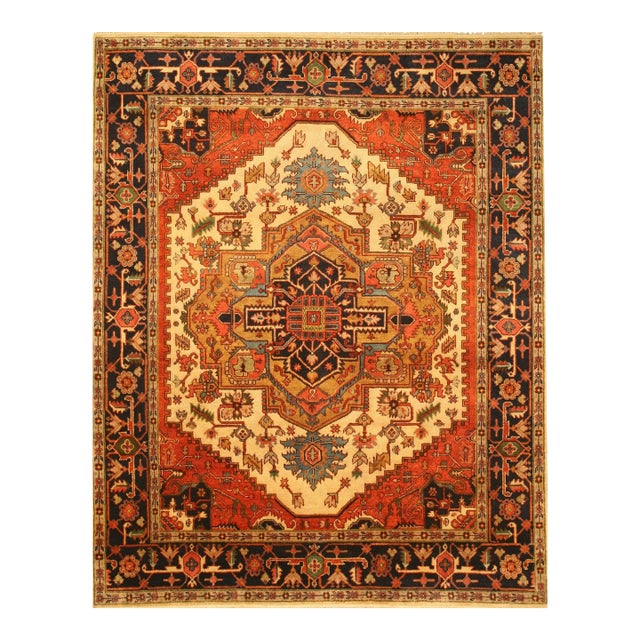 8x10 Luxurious Oriental Yellow Medallion Traditional Hand Knotted Wool Carpet Rug For Sale