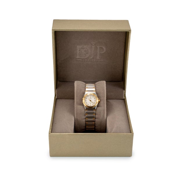Gold Ladies Omega Constellation Mini 22.5mm 18k Yellow Gold Steel Quartz Watch For Sale - Image 8 of 9
