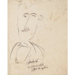 Antonio Cardile, Portrait of Antonio Vangelli, Original Pen Drawing, 1945 For Sale