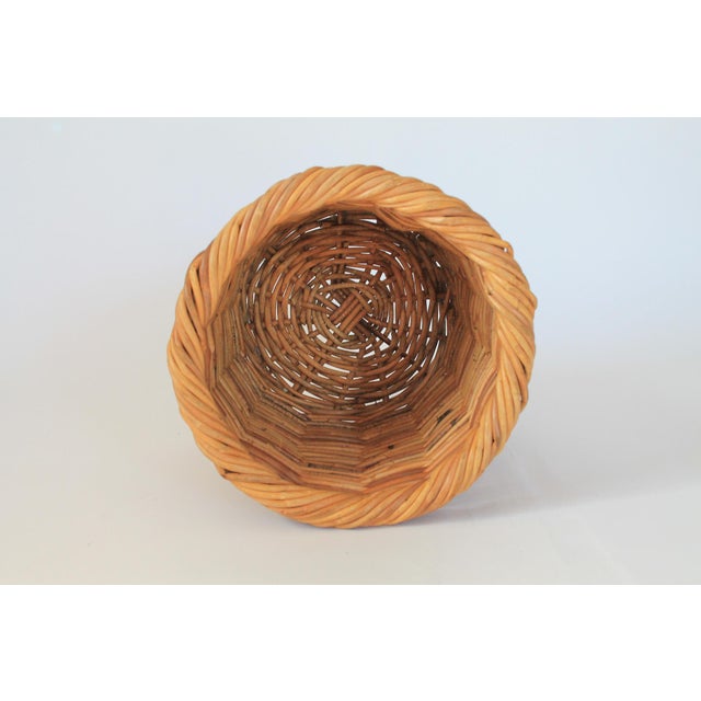 Vintage Woven Wicker Wastebasket For Sale In Milwaukee - Image 6 of 6