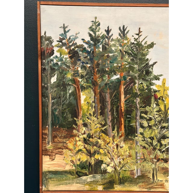 Ann‑cathrine Tine Lundkvist, Forest Landscape, 1975, Oil Painting on Canvas, Framed For Sale - Image 8 of 15