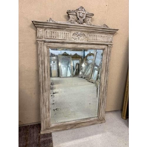 Large 19th Century Antique French Painted Carved Wood Mirror For Sale - Image 6 of 7