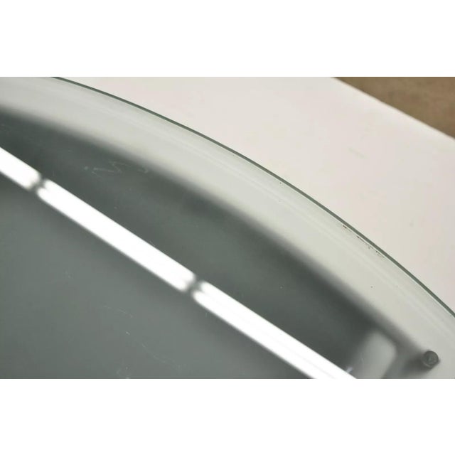 Modern Steel & Glass Demilune Side Table Console Entertainment Tv Stand - a Pair For Sale In Philadelphia - Image 6 of 12