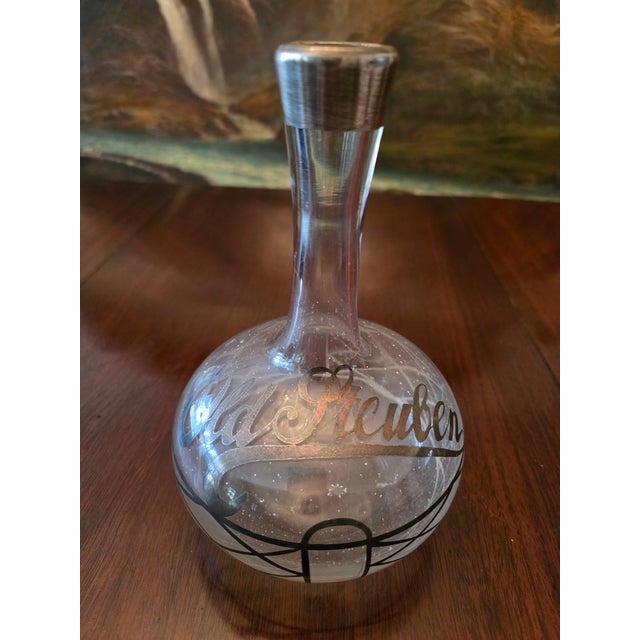 1910s Vintage Mid-Century Modern Sterling Silver Overlay Barware Bottle For Sale - Image 5 of 6