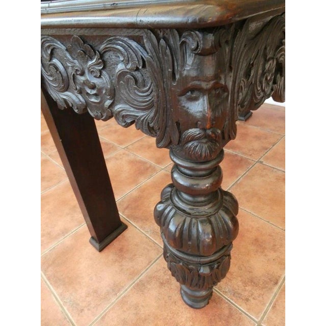 Antique English Country Oak Hall Table with Green Man Carving, 1730 For Sale - Image 14 of 18