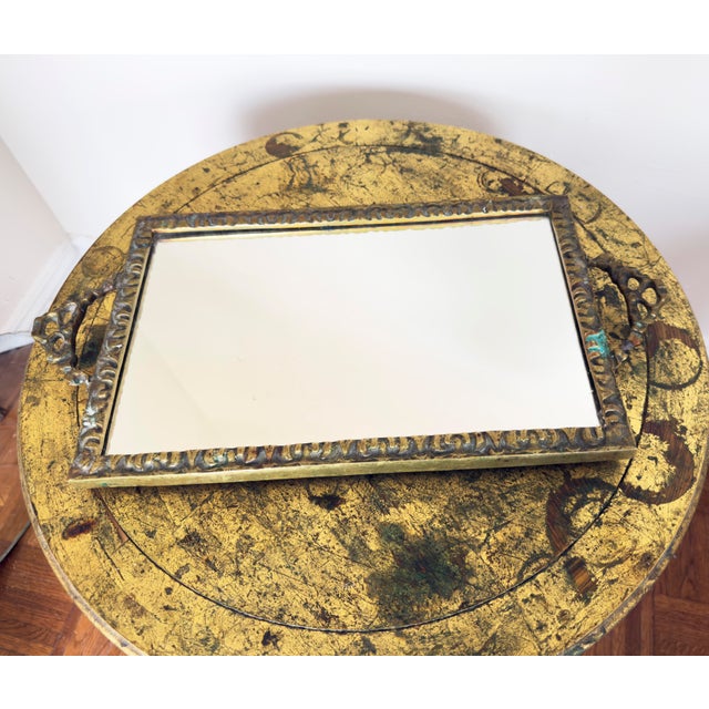 Vintage 1950s Baroque Mirrored Vanity Brass Tray (Denmark) For Sale - Image 12 of 15