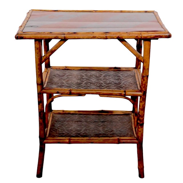 English Chinoiserie Victorian Bamboo and Lacquer Side, End Table C 1890/1900 For Sale - Image 10 of 11