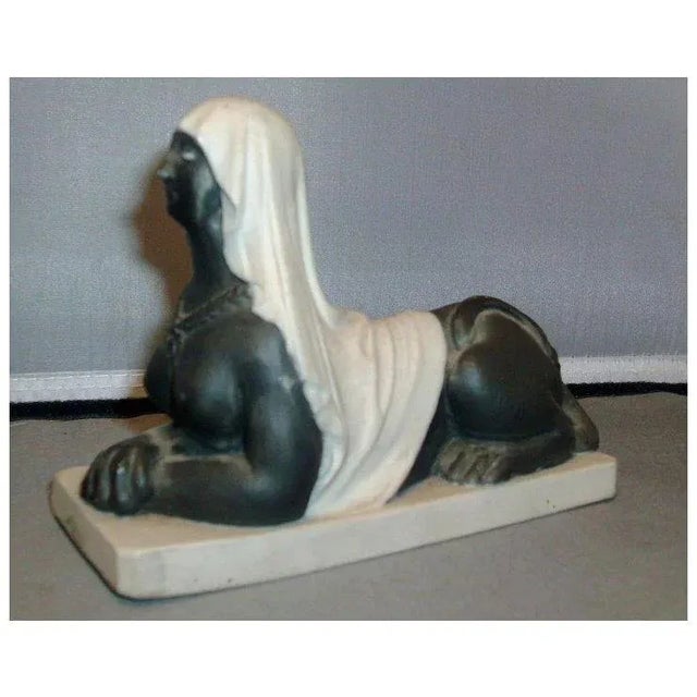 Antique Early 19th Century Bisque Basalt Porcelain Egyptian Revival Recumbent Sphinx 1790 - 1810 For Sale - Image 4 of 8