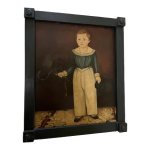 Signed Original Vintage Folk Art Pony Boy Painting