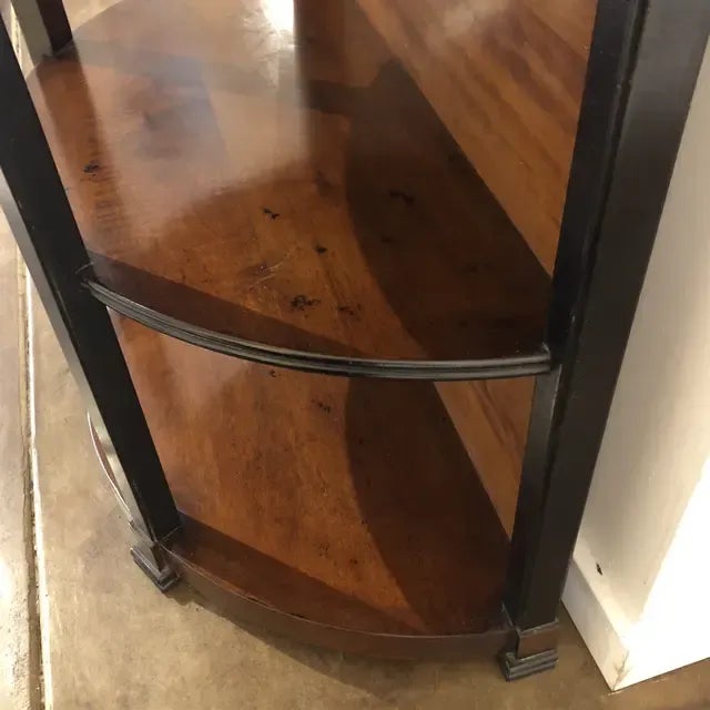 Italian Demi Lune Walnut Etagere Table For Sale - Image 9 of 12