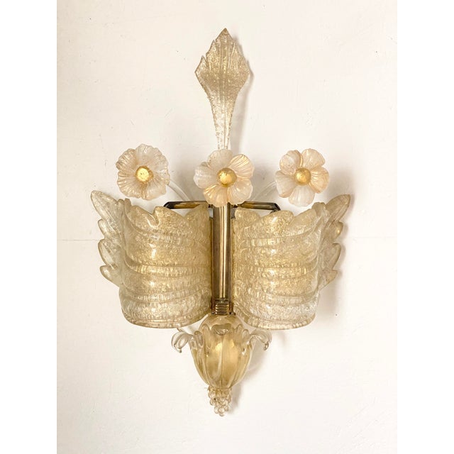 Vintage Italian Murano Glass Wall Lights with Gold by Barovier & Toso, 1970, Set of 2, in Very Good conditions. Designed...