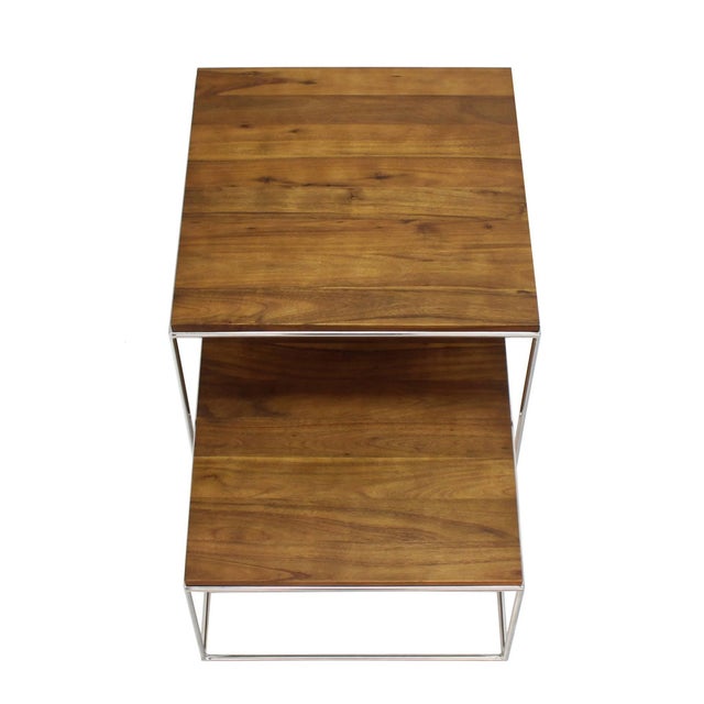 Metal Solid Stainless Steel Chrome Cube Nesting End Side Step Occasional Tables Set For Sale - Image 7 of 10