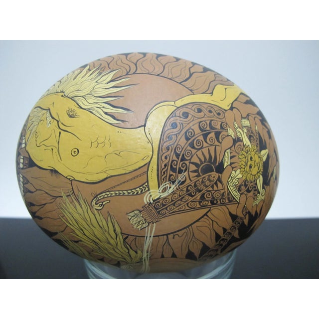 Yiannis Nomikos Homoerotic Mythology Large Handpainted Art Ostrich Egg 1979 For Sale - Image 11 of 12