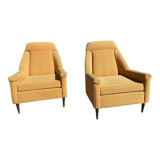 Mid Century Flexsteel Boucle Club Chairs - a Pair For Sale