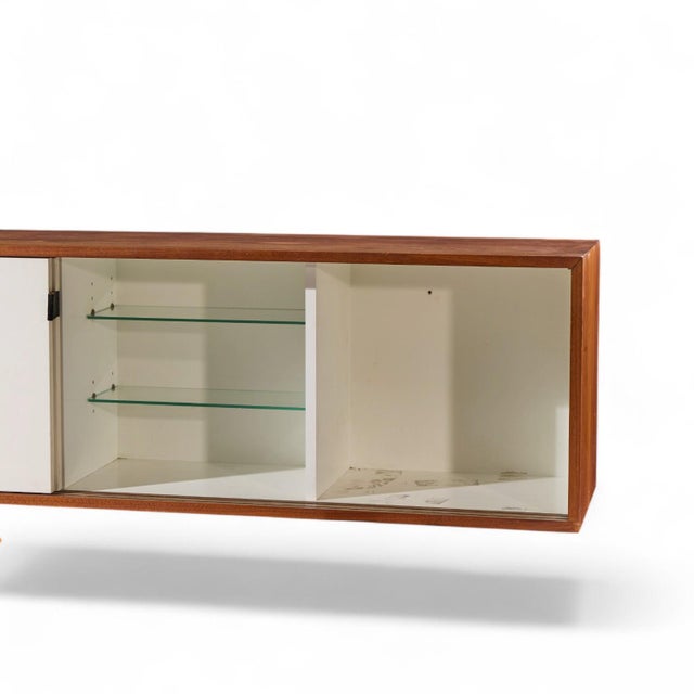 Wood Florence Knoll 123 W-1 Mid Century Walnut Wall Mount Credenza For Sale - Image 7 of 10