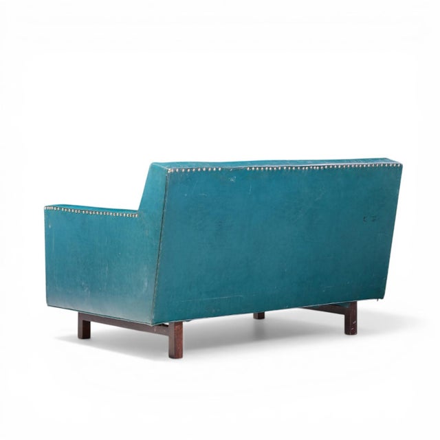 Mid 20th Century Edward Wormley for Dunbar Mid Century Mahogany Loveseat Settee Sofa For Sale - Image 5 of 10