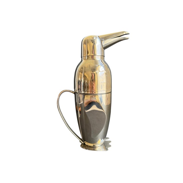 Penguin Cocktail Shaker & Bar Tools Set Silver Tone Vintage Art Deco Style Retro Approx 10.5" I am unsure of the age of...