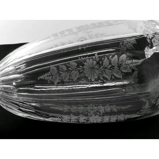 Large Louis XVI Style Crystal Amphora with Engravings and Swan Handles, Italy, 1981 For Sale - Image 12 of 13