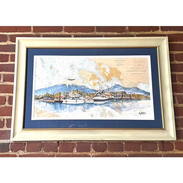 Sitka Harbor by Kay McCarty Framed Alaska Watercolor Print on Chart For Sale - Image 11 of 11