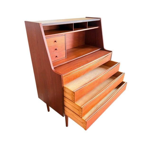 Danish Teak Vanity Secretary Desk | Arne Vodder Style Mid-Century For Sale - Image 6 of 9