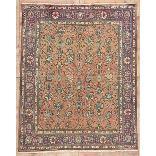 Mid 20th Century Mid 20th Century Vintage Persian Tabriz Rug - 07'10 X09'08 For Sale - Image 9 of 9