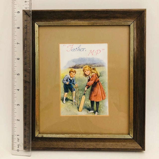 Raspberry Red Early 1900s English Nursery Print With Wood Frame, For Sale - Image 8 of 8