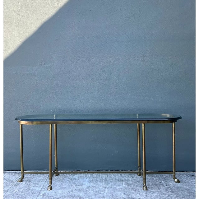 Late 20th Century Vintage Brass Hoof Console Table For Sale - Image 5 of 12
