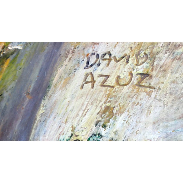 Artist: David Azuz, Israeli/French (1942 - 2014) Title: At the Market Year: circa 1980 Medium: Oil on Paper, signed upper...