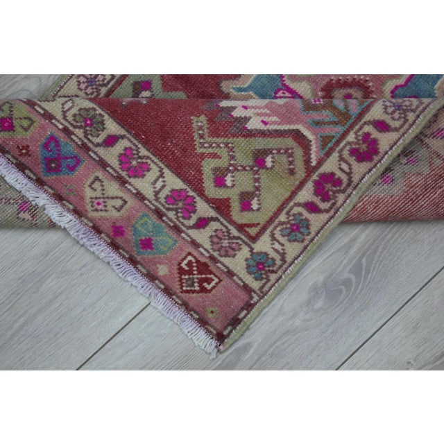 1970s Turkish Anatolian Traditional Red Oushak Doormat Small Rug For Sale - Image 11 of 13