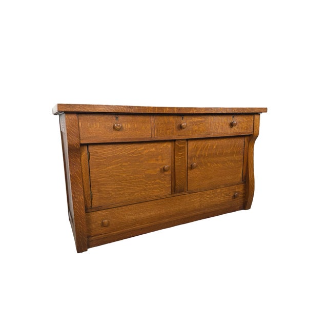 American Antique Quarter-Sawn Oak Sideboard For Sale - Image 3 of 18