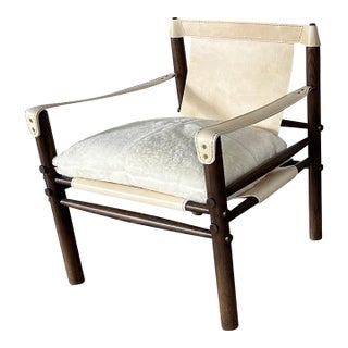 Pair Lee Industries Leather Camp Chair For Sale