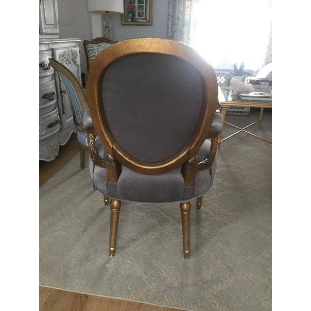 Vintage Hollywood Regency Silver & Gold Upholstered Armchair For Sale - Image 9 of 10