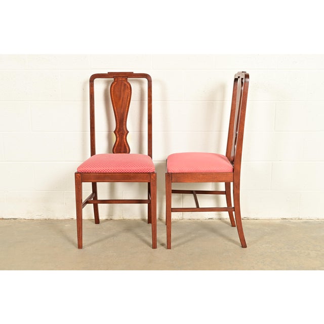 Baker Furniture Style Federal Inlaid Mahogany Side Chairs or Dining Chairs, Pair For Sale - Image 10 of 13