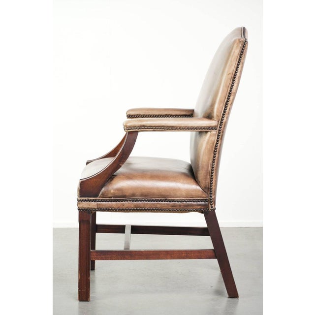 English-Style Gainsborough Desk Chair in Cowhide Leather For Sale - Image 5 of 13