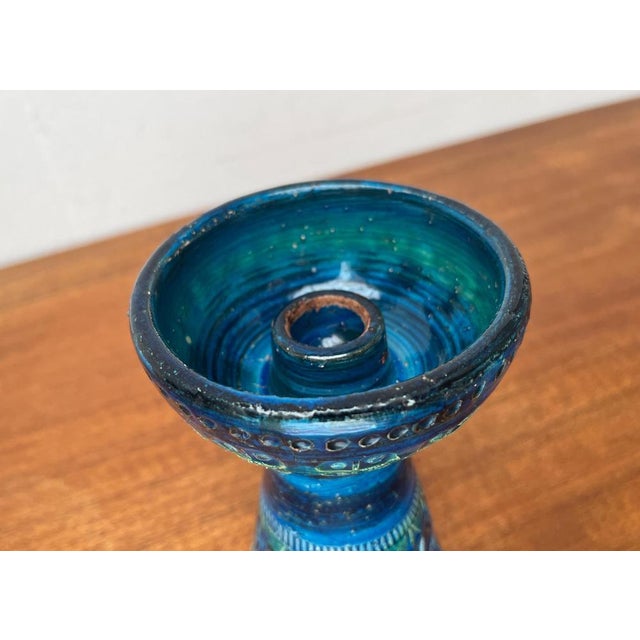 Mid-Century Rimini Blu Pottery Candleholder by Aldo Londi for Bitossi, Italy, 1960s For Sale - Image 9 of 14
