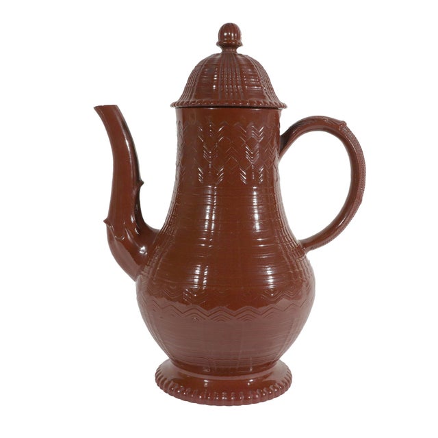 Staffordshire Redware Engine-Turned Large Coffee Pot, Signed Myatt For Sale - Image 9 of 14