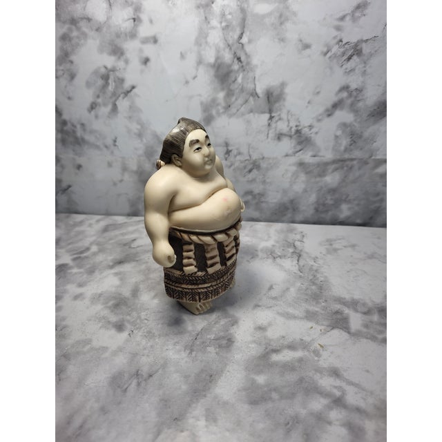 Antique Meiji Period Japanese Hand Carved Sumo Figurine For Sale In San Francisco - Image 6 of 14