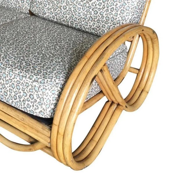 1950s 1950s Restored 3/4 3 Strand Round Pretzel Rattan Sectional Sofa For Sale - Image 5 of 8