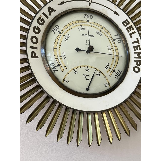 1950s Mid-Century Modern Brass Wall Barometer, 1950s For Sale - Image 5 of 6