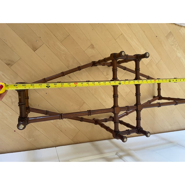 Brown Vintage Hollywood Regency Style Faux Bamboo Coffee Table Base in a Dark Wood For Sale - Image 8 of 8