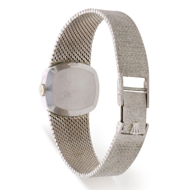 1970s Rolex Precision 2644 Vintage 1971 Silver Dial 18k White Gold Mesh Bracelet Watch For Sale - Image 12 of 12