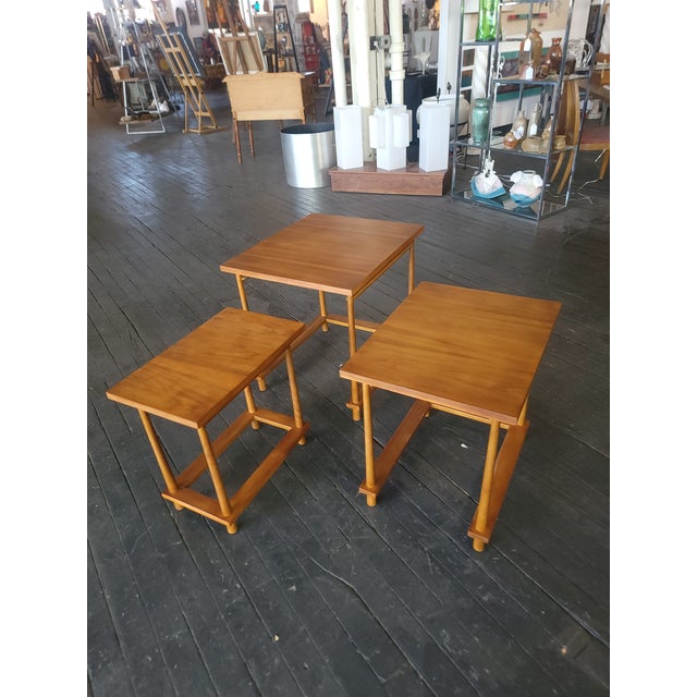 1950s T.H. Robsjohn-Gibbings Nesting Tables - Set of 3 For Sale - Image 9 of 12