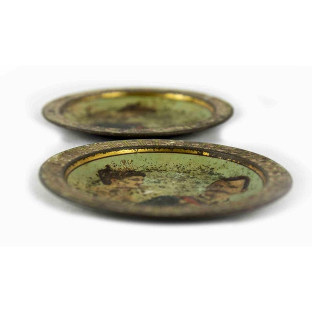 Painted Tin Coasters, Italy, Early 20th Century, Set of 2 For Sale - Image 3 of 6