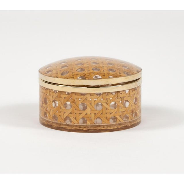 Christian Dior Mid-Century Box in Rattan and Brass from Christian Dior, 1970s For Sale - Image 4 of 14