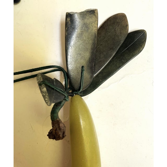 Asian Mid 20th Century Asian Carved Hard Stone Exotic Fruit W/Jade Leaves Banana? For Sale - Image 3 of 8