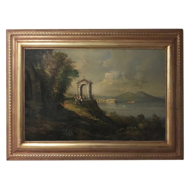 Naples -Neapolitan School, Italian Oil on Canvas, Framed For Sale