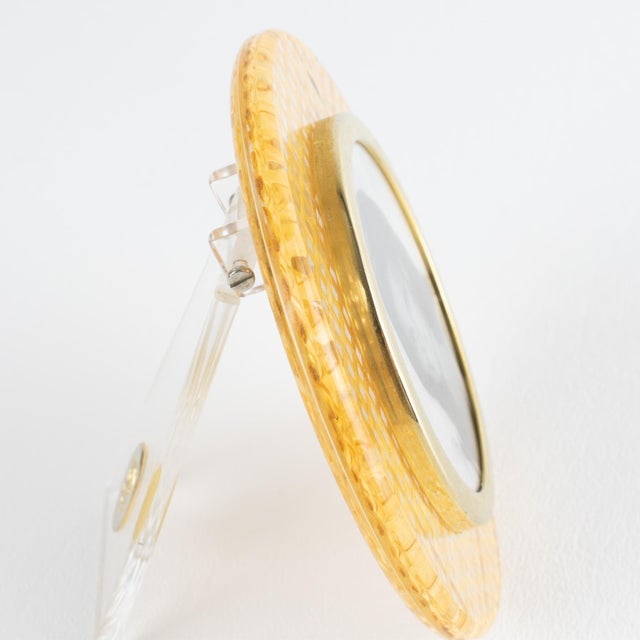 1970s Italian Lucite, Rattan and Gilded Aluminum Picture Frame For Sale - Image 5 of 7