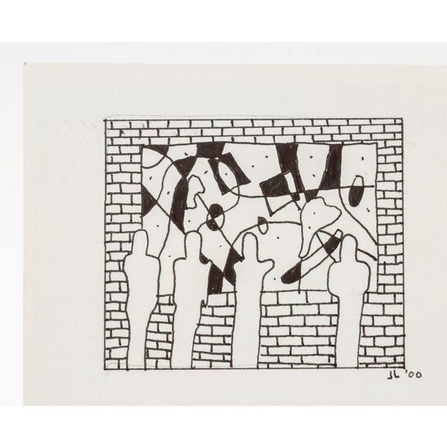 Jack Liu "People Looking at Art / Art Looking ..." Ink on Cardstock, 2000 For Sale In New York - Image 6 of 10
