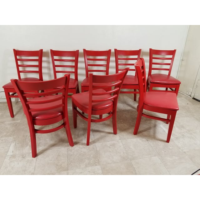 1980s Red Dining Chairs - set of 8 For Sale - Image 5 of 13