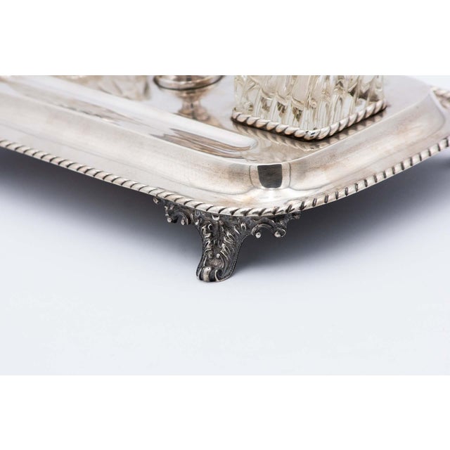 Silver Inkwell with Raised Twists on the Edge For Sale - Image 4 of 7